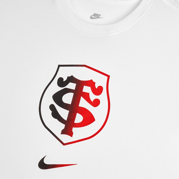 Stade Toulousain Adults T-Shirt 26/27 White - Club Crest Close-up