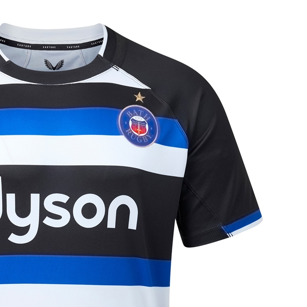 Bath Rugby Womens Home Rugby Shirt 26/27 Caviar - Bath Crest Close-up