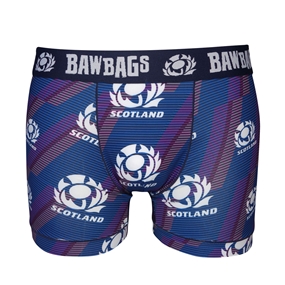 Bawbags Boys Scotland Rugby Winger Cool De Sacs Boxer Shorts Navy - Front