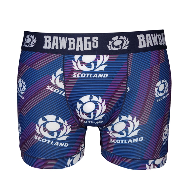 Bawbags Boys Scotland Rugby Winger Cool De Sacs Boxer Shorts Navy - Front