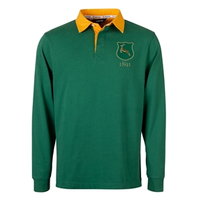 South Africa Mens 1891 Origins Polo Shirt Bottle Green - Front