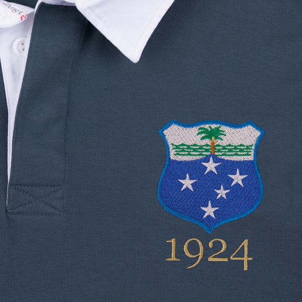 Samoa 1924 Adults Heritage Rugby Shirt Petrol Blue - Badge Close-up