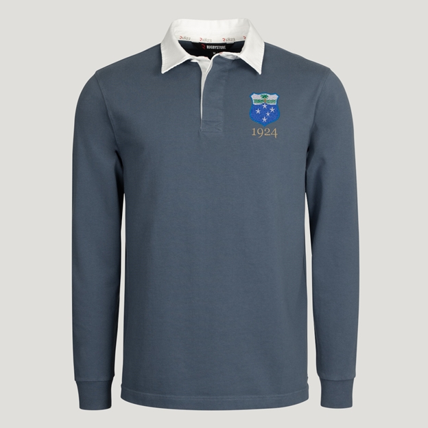 Samoa 1924 Adults Heritage Rugby Shirt Petrol Blue - Front View