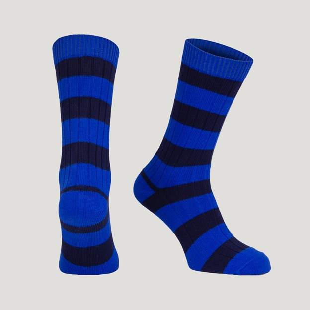 Heritage Pure Cotton Striped Socks - Navy/Royal Blue