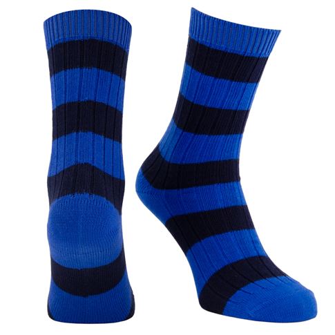 Rugby 1823 Striped Socks Navy/Royal Blue - Front View