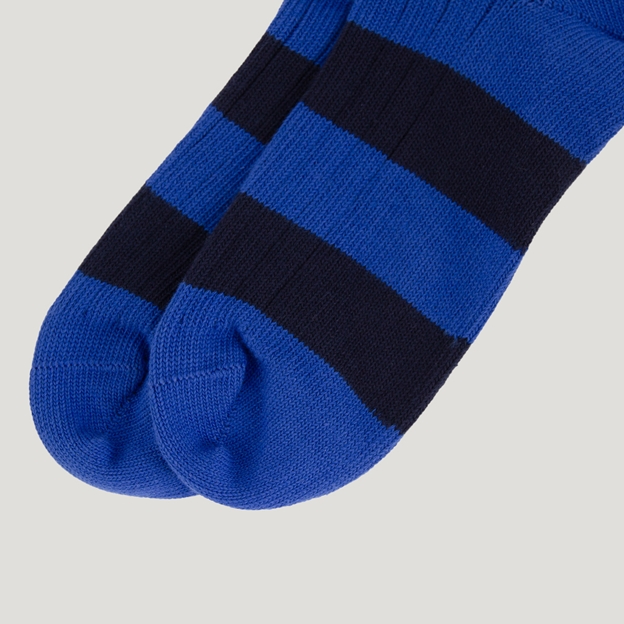 Heritage Pure Cotton Striped Socks - Navy/Royal Blue