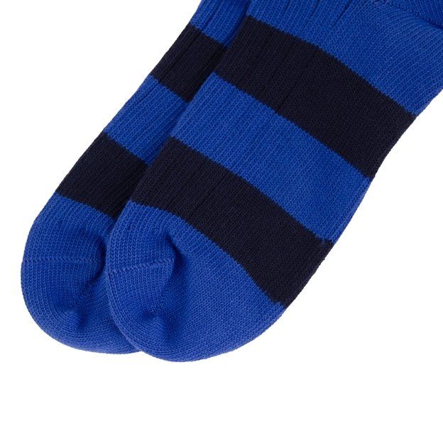 Rugby 1823 Striped Socks Navy/Royal Blue - Toe Close-up