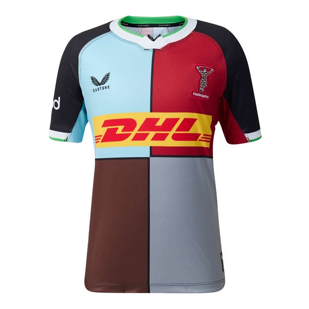 Harlequins Kids Home Rugby Shirt 26/27 Black - Front View