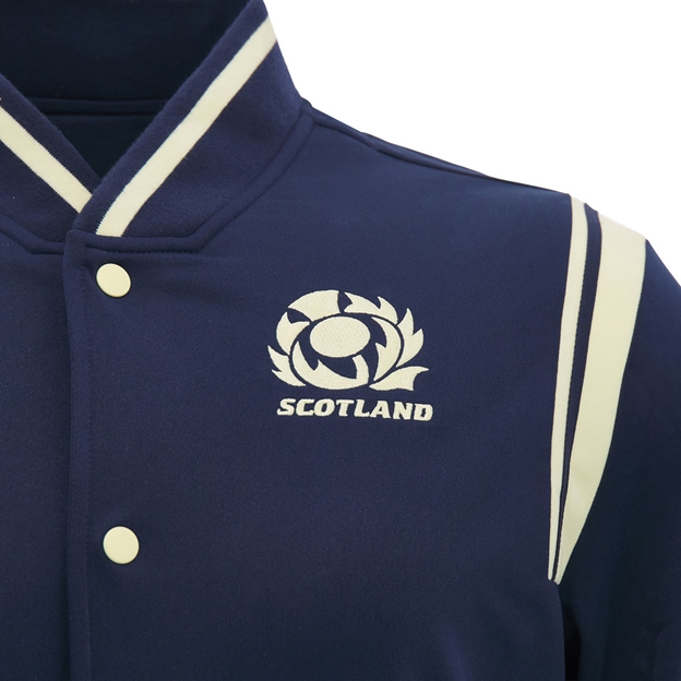 Scotland Kids Anthem Jacket 26/27 Navy and Sand - SRU Thistle Close-up