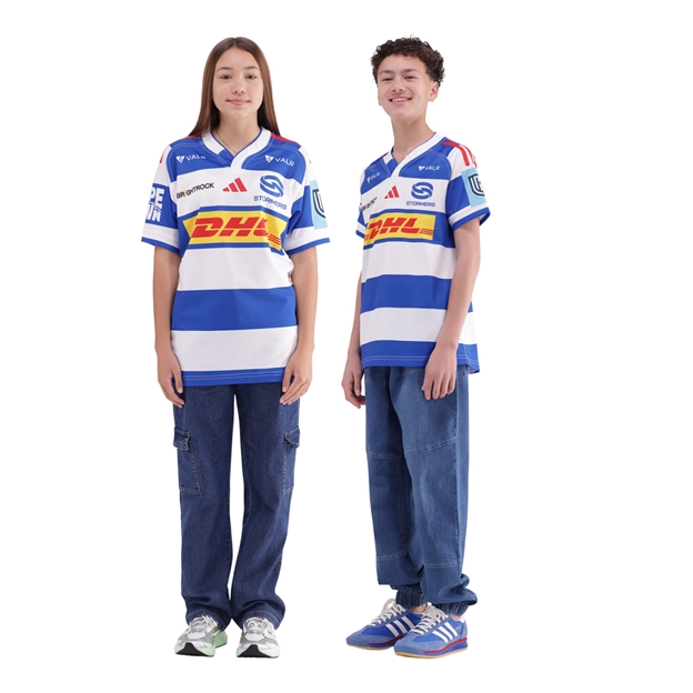 Stormers Kids Home Rugby Shirt 25/26 Blue - Model Full Shots