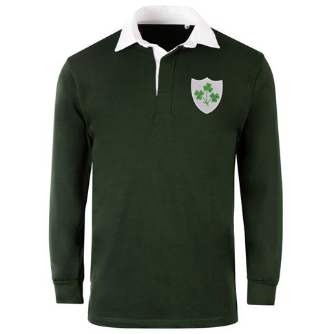 Ireland Mens Classic Crest Rugby Shirt Bottle Green - Front View