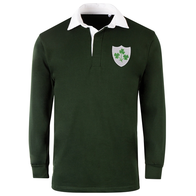 Ireland Mens Classic Crest Rugby Shirt Bottle Green - Front View