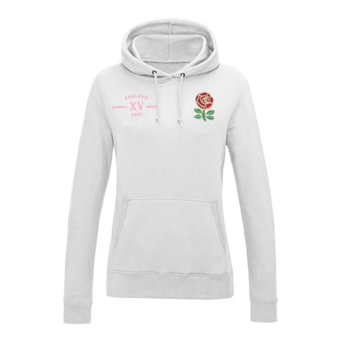 England Womens Classic XV Hoodie White - Front England Womens Classic XV Hoodie White - Front