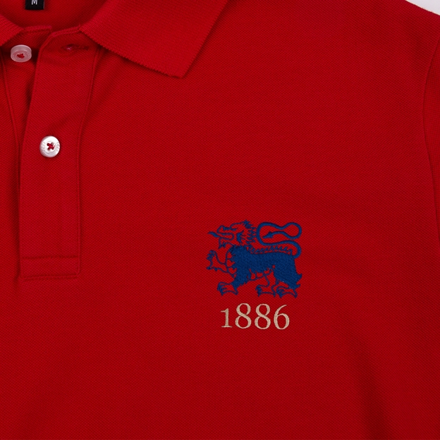 Hong Kong 1886 Heritage Pure Cotton Polo Red - Badge Close-up