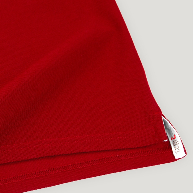 Hong Kong 1886 Heritage Pure Cotton Polo Red - Hem Close-up