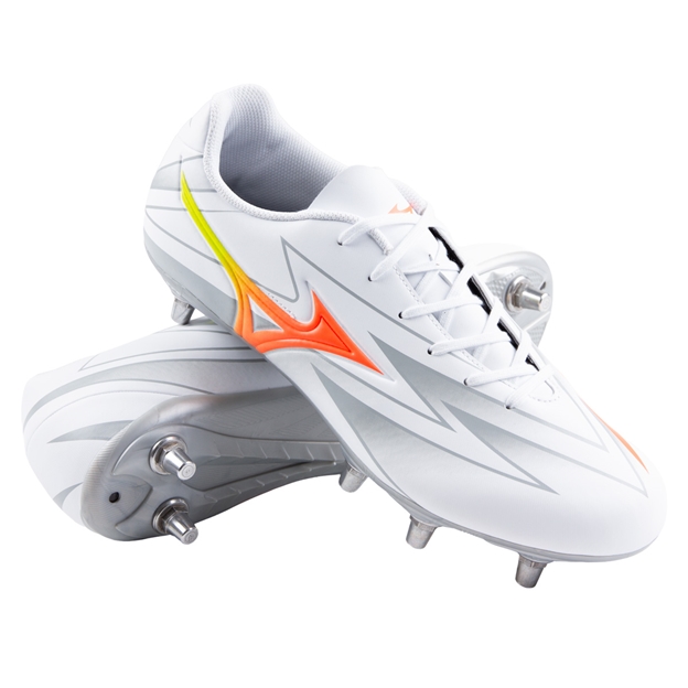Mizuno Adults Waitangi Club Firm Ground Rugby Boots Prism White - Front View