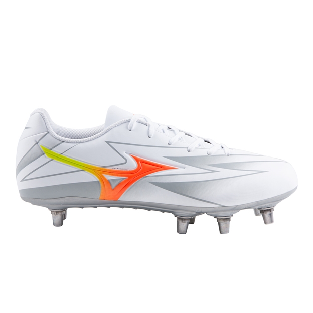 Mizuno Adults Waitangi Club Firm Ground Rugby Boots Prism White - Outstep View