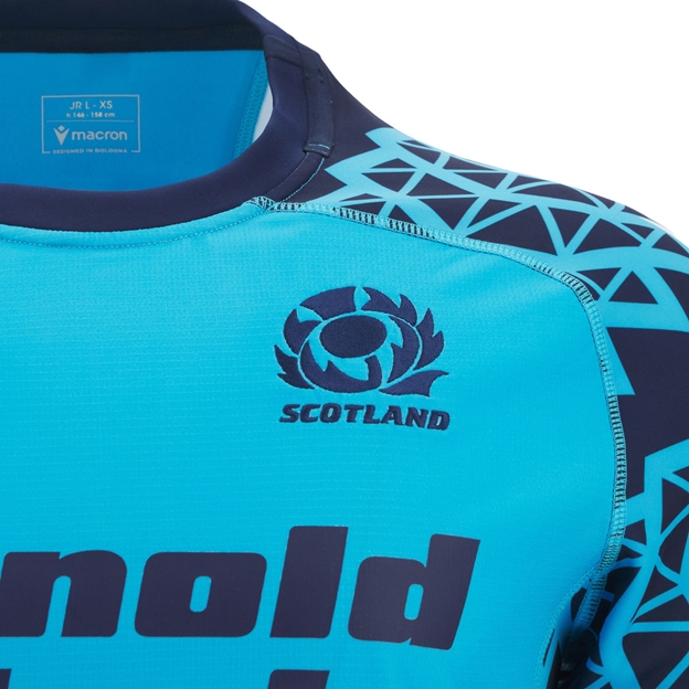 Scotland Junior Triple Crown 2026 Training Rugby Shirt 25/26 Neon/Sky - SRU Thistle