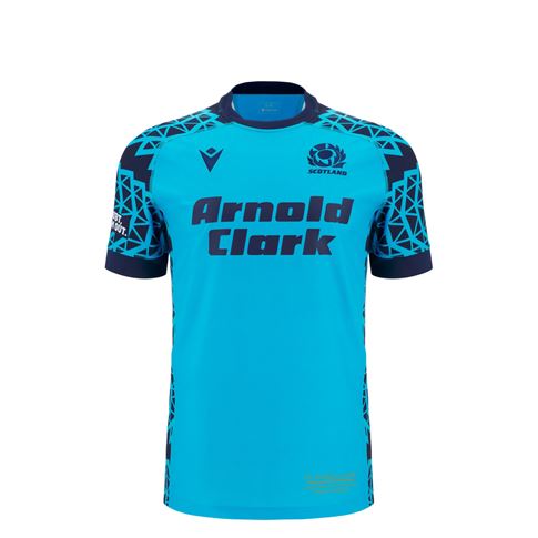 Scotland Junior Triple Crown 2026 Training Rugby Shirt 25/26 Neon/Sky - Front