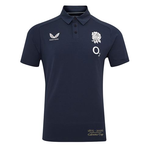 England Mens Limited Edition Calcutta Cup Since 1879 Travel Short Sleeve Polo 25/26 Inkwell - Front
