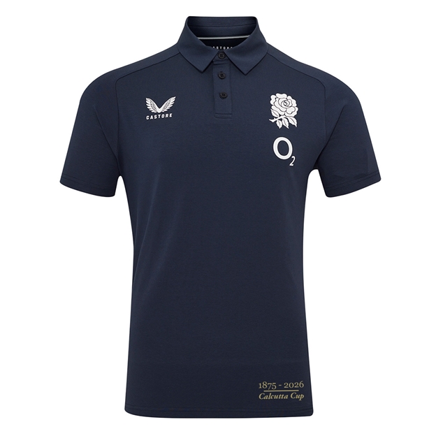 England Mens Limited Edition Calcutta Cup Since 1879 Travel Short Sleeve Polo 25/26 Inkwell - Front