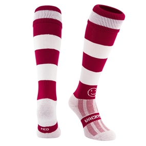 Maroon/White Hooped WackySox Kids - Front