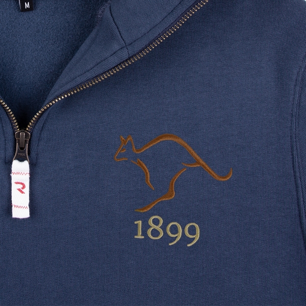 Australia 1899 Pure Cotton Half Zip Sweatshirt - Petrol Blue