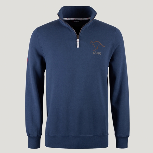 Australia 1899 Pure Cotton Half Zip Sweatshirt - Petrol Blue