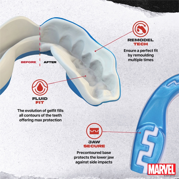 SafeJawz Marvel Captain America Mouthguard - Tech