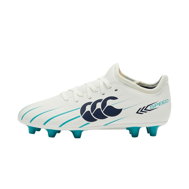Canterbury Kids Speed Falcon 2.0 Team Firm Ground Rugby Boots White - Outstep View