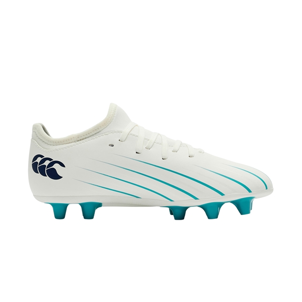 Canterbury Kids Speed Falcon 2.0 Team Firm Ground Rugby Boots White - Instep View