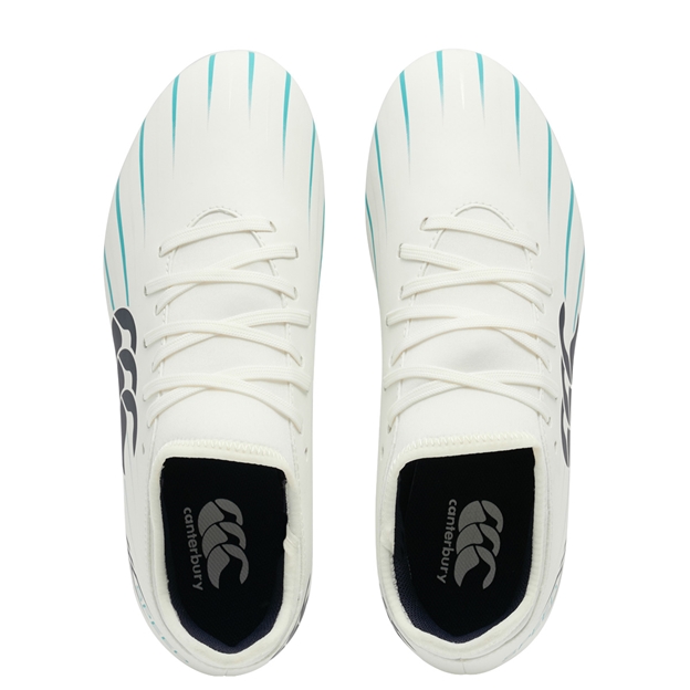 Canterbury Kids Speed Falcon 2.0 Team Firm Ground Rugby Boots White - Pair Top View