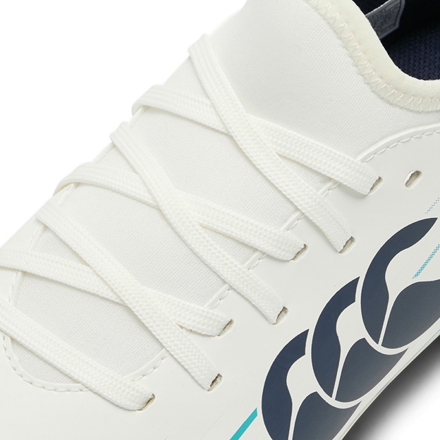 Canterbury Kids Speed Falcon 2.0 Team Firm Ground Rugby Boots White - Lacing Close-up