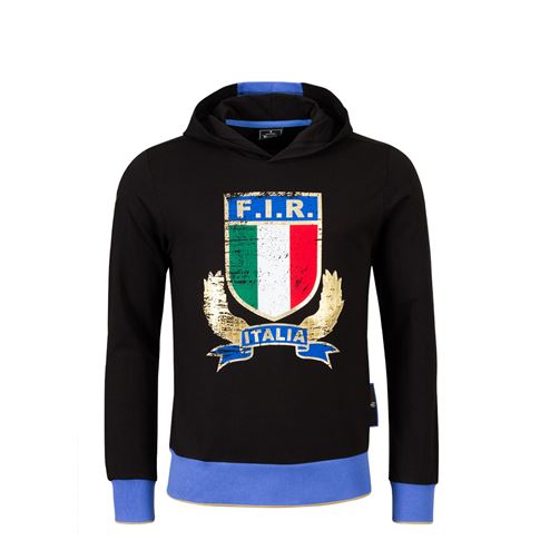 Italy Kids Supporters Cotton Hoody 25/26 Black - Front Italy Kids Supporters Cotton Hoody 25/26 Black - Front
