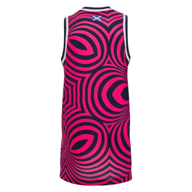 Scotland Mens Training Singlet 26/27 Navy and Neon Pink - Back View