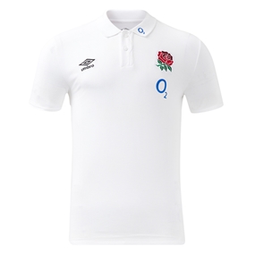 England Mens Polo T-Shirt - White - 2025 - Front