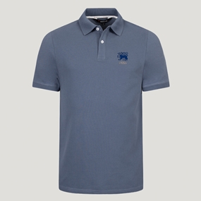 Hong Kong 1924 Heritage Pure Cotton Polo Petrol Blue - Front View