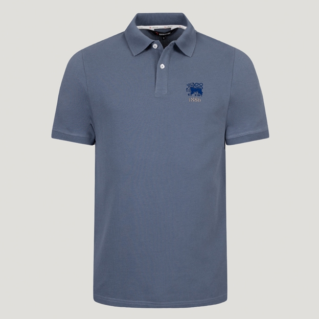 Hong Kong 1924 Heritage Pure Cotton Polo Petrol Blue - Front View