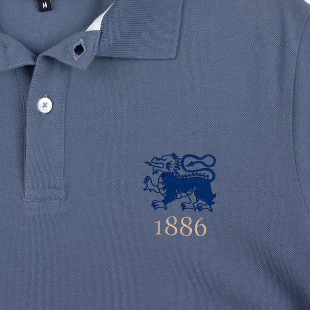 Hong Kong 1886 Heritage Pure Cotton Polo Petrol Blue - Badge Close-up