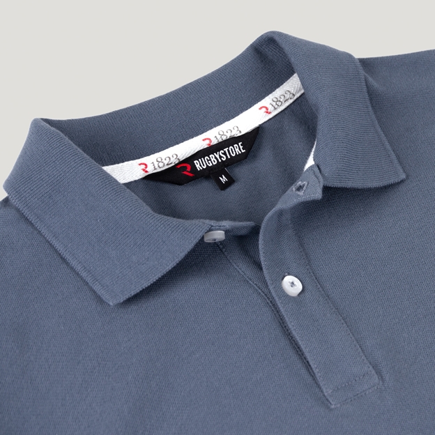 Hong Kong 1924 Heritage Pure Cotton Polo Petrol Blue - Collar Close-up