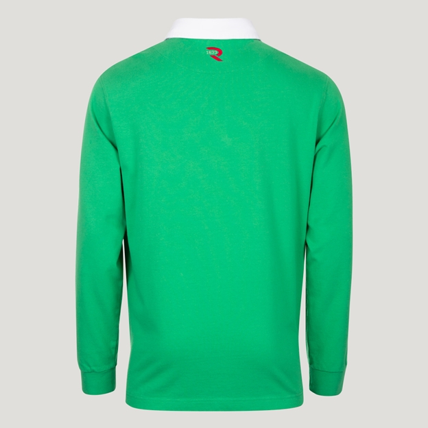 Zimbabwe 1895 Crest Heritage Pure Cotton Rugby Shirt Long Sleeve Bright Green - Back View