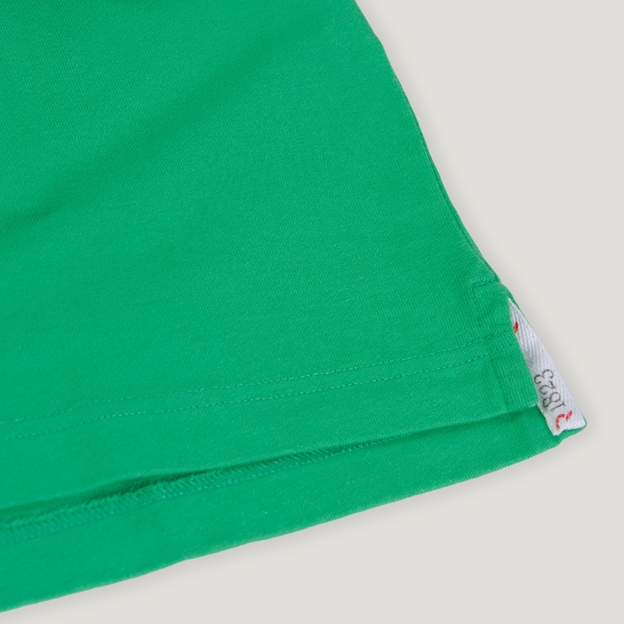 Zimbabwe 1895 Crest Heritage Pure Cotton Rugby Shirt Long Sleeve Bright Green - Hem Close-up