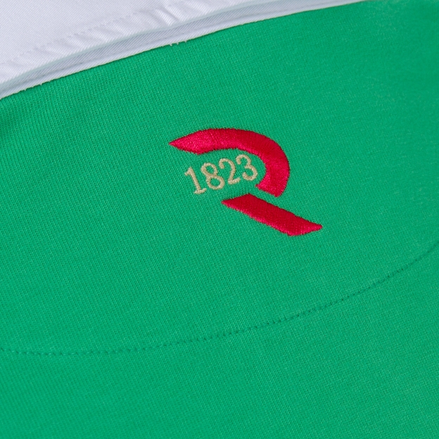Zimbabwe 1895 Crest Heritage Pure Cotton Rugby Shirt Long Sleeve Bright Green - Rugby 1823 Embroidery
