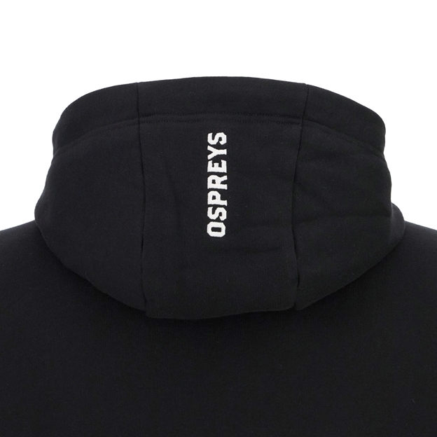 Ospreys Mens Travel Hoodie 25/26 Black - Hood Close-up