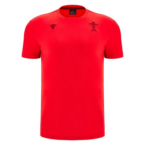 Wales Mens Travel Cotton T-Shirt 25/26 Red - Front Wales Mens Travel Cotton T-Shirt 25/26 Red - Front