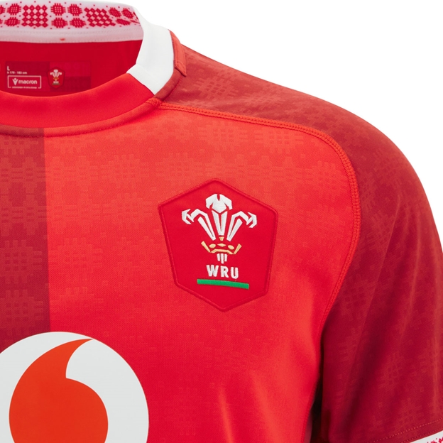 Wales Mens Home Rugby Shirt 25/26 Red - Welsh Feathers Embroidery