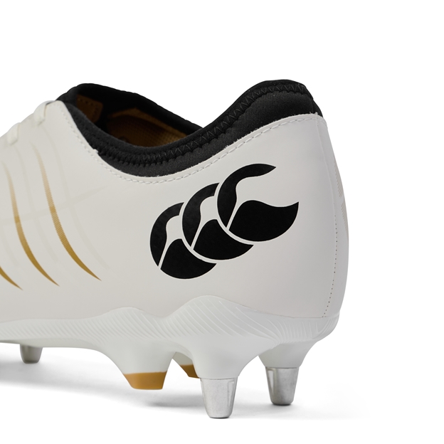 Canterbury Adults Phoenix 2.0 Team Soft Ground Rugby Boots White - Heel
