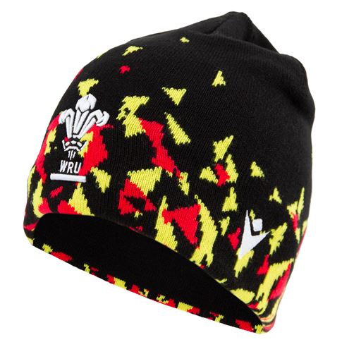 Wales Adults Knitted Skull Beanie 25/26 Black - Front Wales Adults Knitted Skull Beanie 25/26 Black - Front