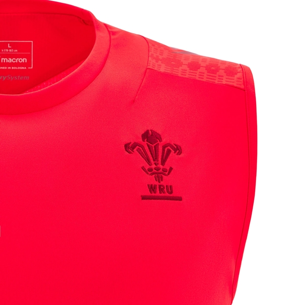 Wales Mens Training Vest 25/26 Red - WRU Embroidery