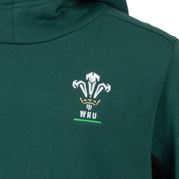 Wales Kids Travel Hoodie 26/27 Green - WRU Logo Close-up